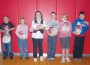 Trojan Elementary students counted their steps this fall for the chance to win a turkey. Third grade winners were (from left) Braden Bradshaw, Rylee Calderwood. Forth-grade winners were Rachel England and Carson Eilts and fifth-grade winners were Amanda Hall and Skyler Bauman. For having the most steps, Bauman also received a gift certificate donated by Myrna Guion.